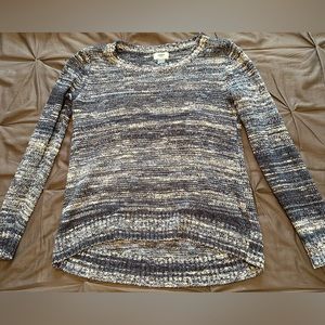 Old Navy S blue striped marl high/low sweater